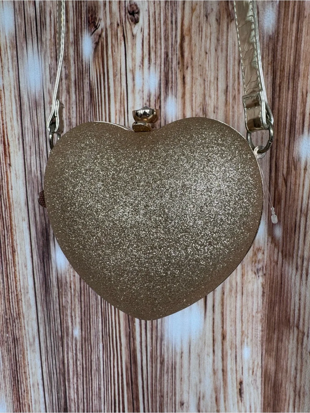 American Girl Heart-shaped Gold Glitter Purse